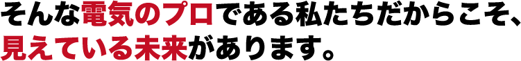 そんな電気のプロである私たちだからこそ、見えている未来があります。